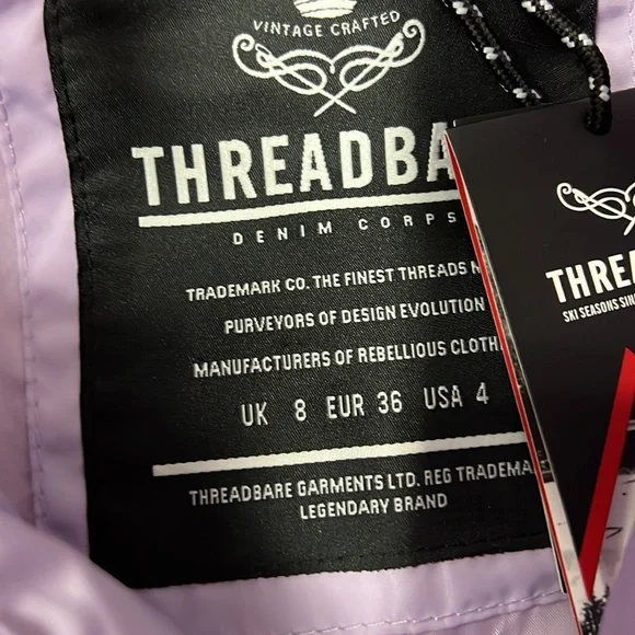 Asos Threadbare lilac purple ski snow puffer jacket faux fur cuffs - Picture 6 of 6